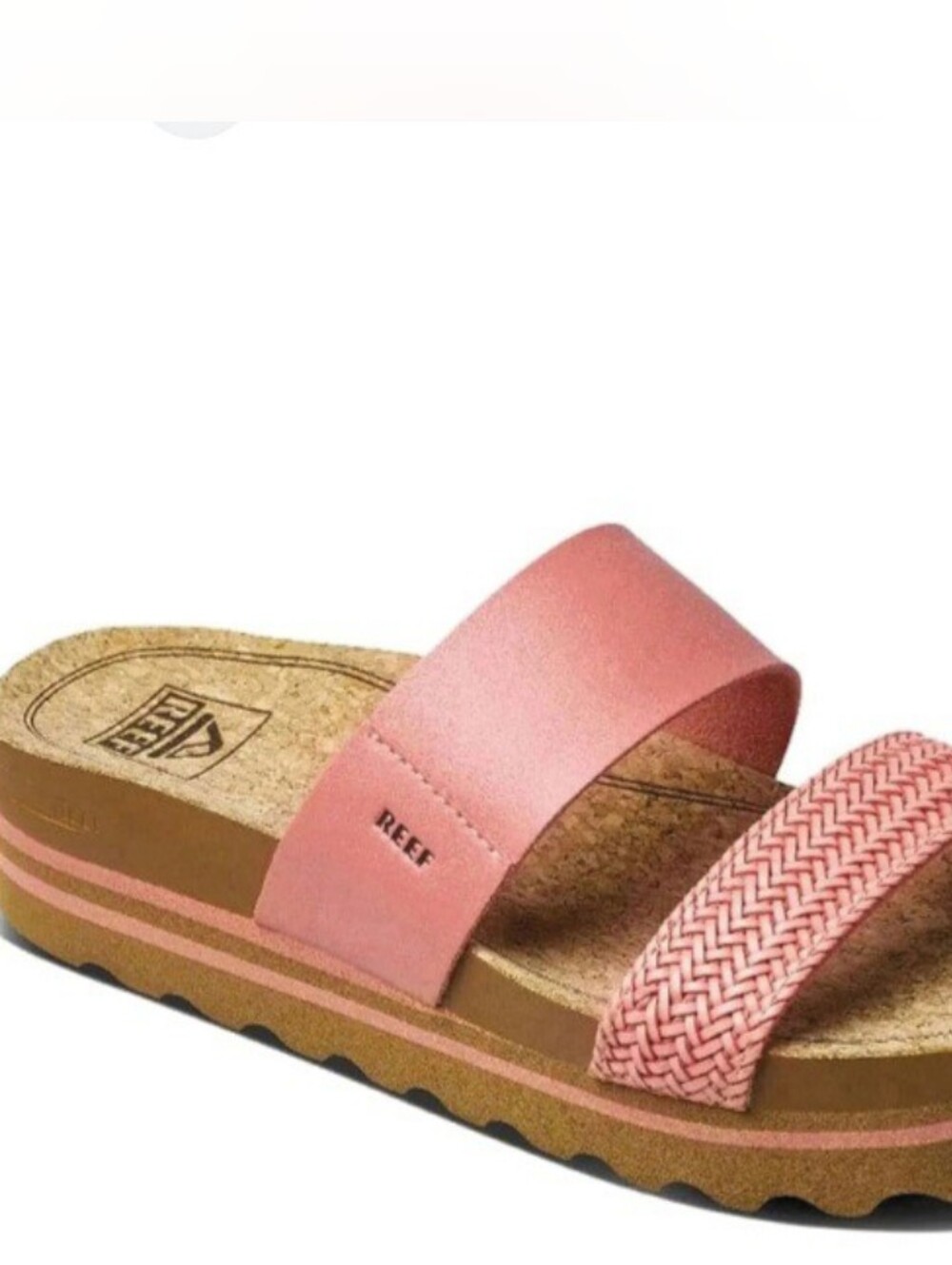 Reef Women's Dual-Strap Slide Sandal in Pink and Tan